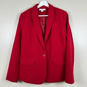 Liz Claiborne Women's 12 Blazer Rumba Red Kate Wrinkle Free Single Button Jacket